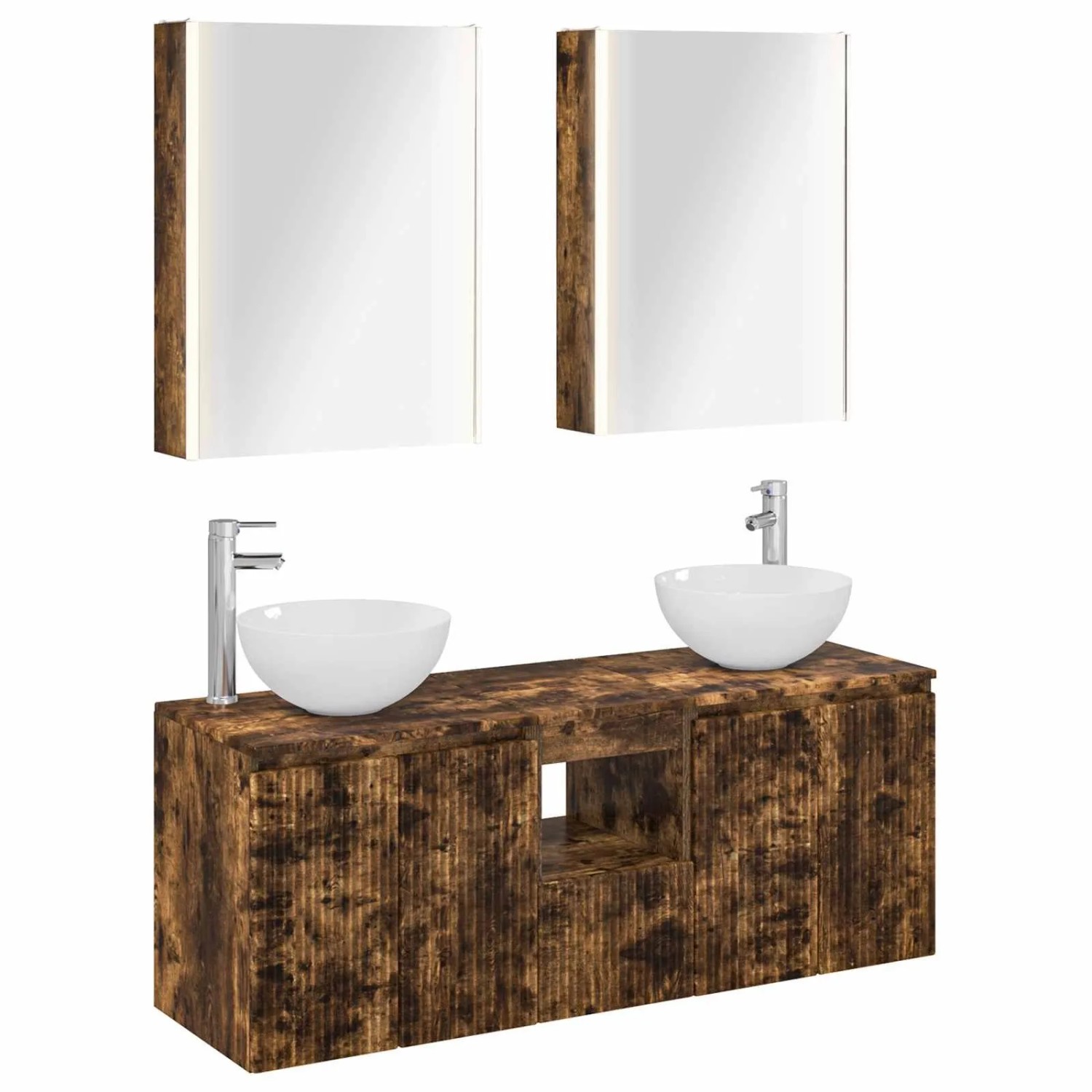 vidaXL Badezimmerschrank-Set 5-Tlg Geräucherte Eiche 53 x 15,5 x 70 cm 3406371