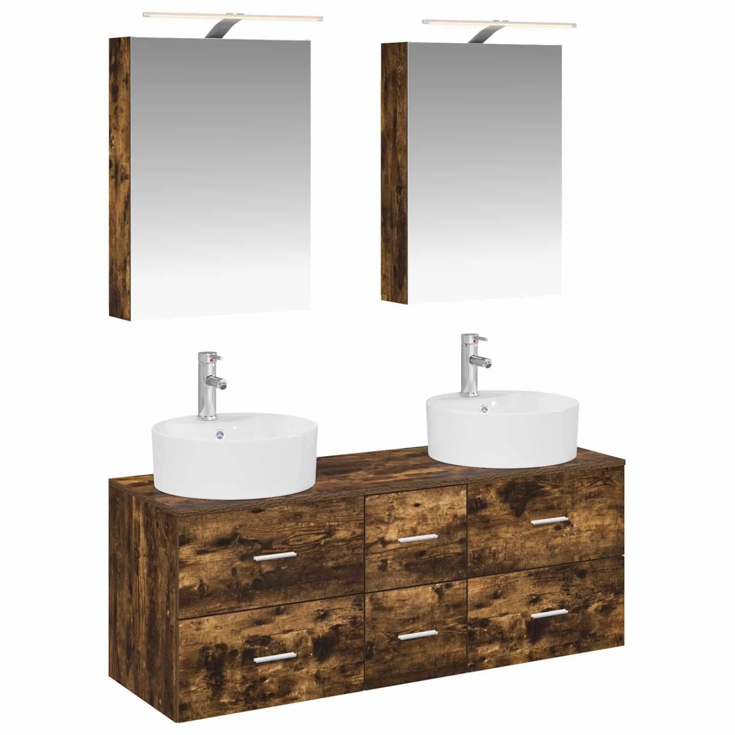 vidaXL Badezimmermöbel-Set 5-Tlg Geräucherte Eiche 3406915