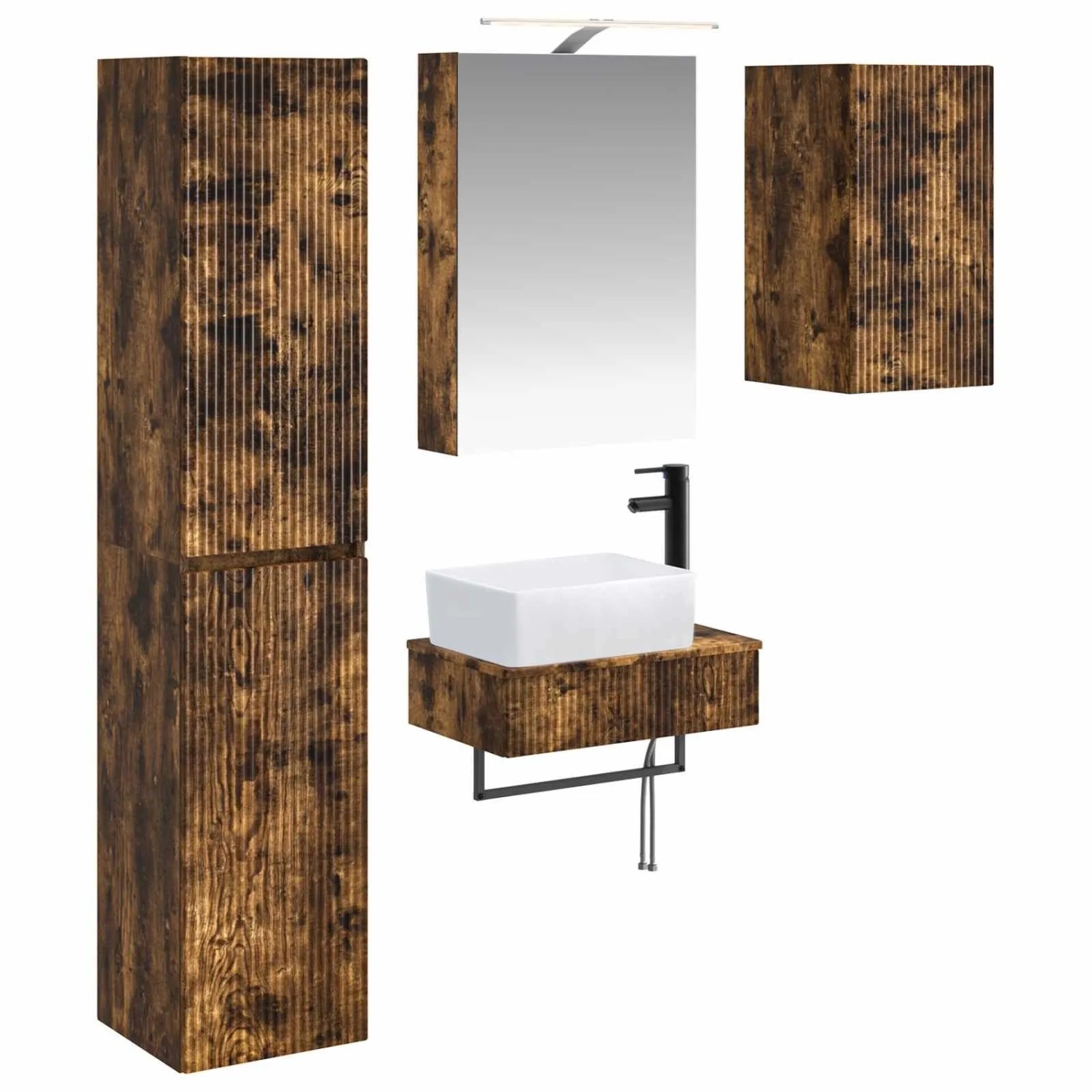vidaXL Badezimmermöbel-Set 5-Tlg Geräucherte Eiche 3407267