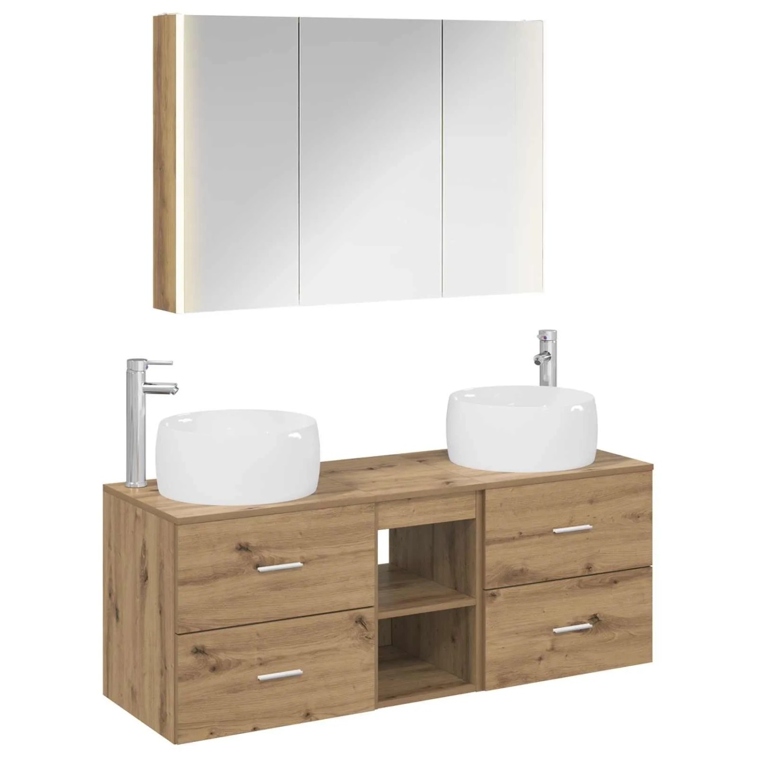 vidaXL Badezimmermöbel-Set 4-Tlg Artisan-Eiche Ingenieurholz und Glas 3407030