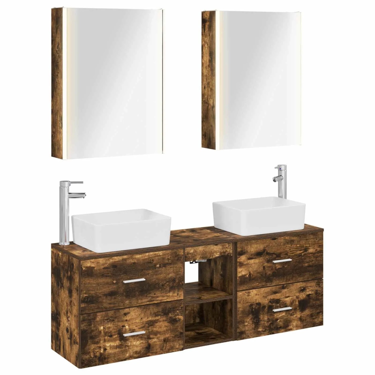 vidaXL Badezimmermöbel-Set 5-Tlg Geräucherte Eiche 3406851