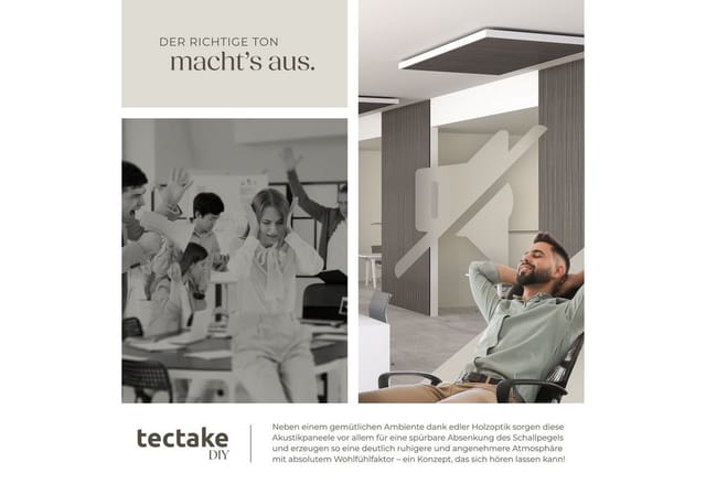 Tectake Akustikpaneele Sonic Wall Iv Holzoptik In Eiche Hellgrau Schallabsorbierender Filz 8Er Set 110 x 50 x 1 1 cm Eiche Hellgrau