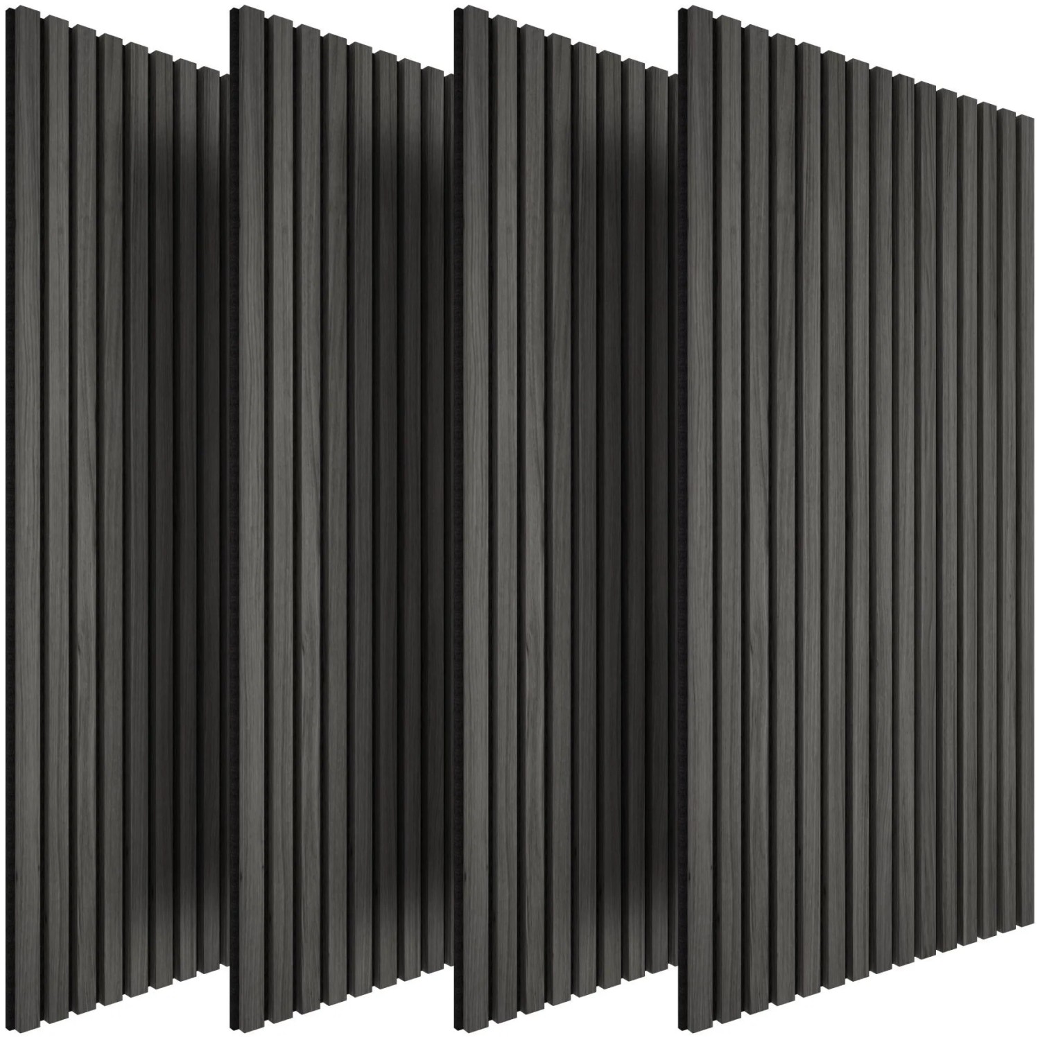 Tectake Akustikpaneele Sonic Wall Iv Holzoptik In Eiche Schwarz Schallabsorbierender Filz 4Er Set 110 x 50 x 1 1 cm Eiche Schwarz