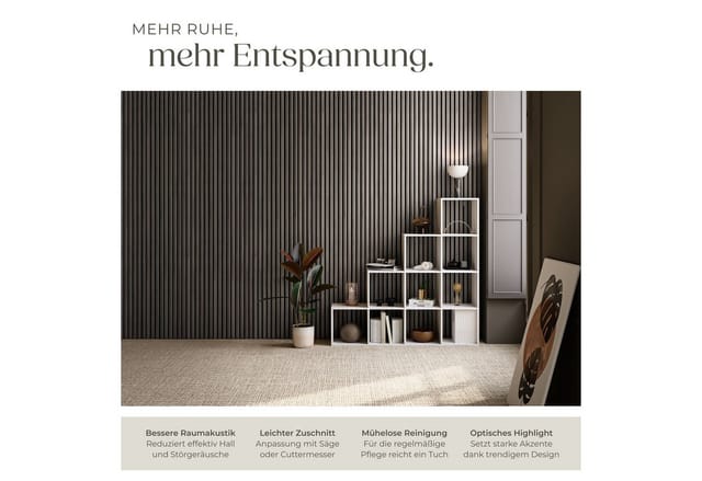 Tectake Akustikpaneele Sonic Wall Iv Holzoptik In Eiche Grau Schallabsorbierender Filz 4Er Set 110 x 50 x 1 1 cm Eiche Grau