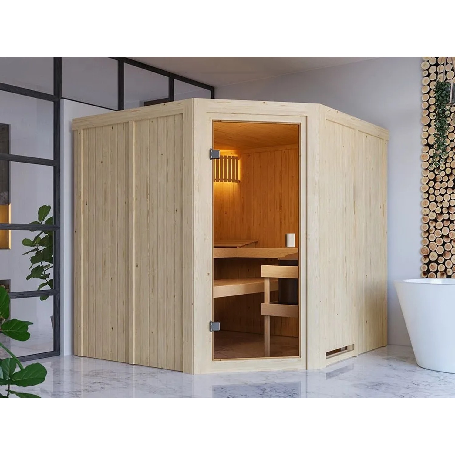 Karibu Innensauna Celine 68 mm Wandstärke ohne Ofen
