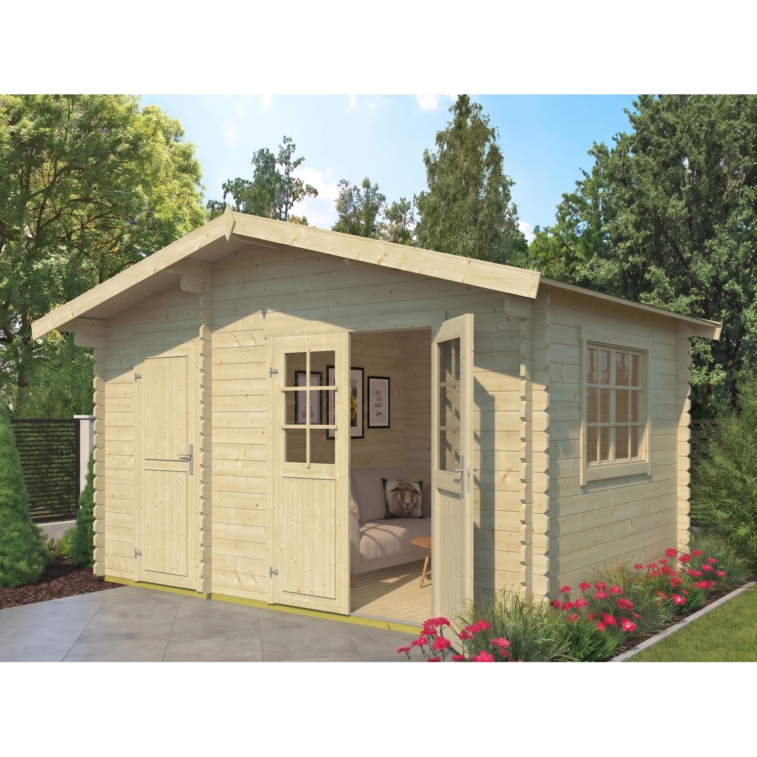 Lasita Gartenhaus Keila 34 mm Wandstärke BxTxH 475,9 x 350 x 256,5 cm Natur