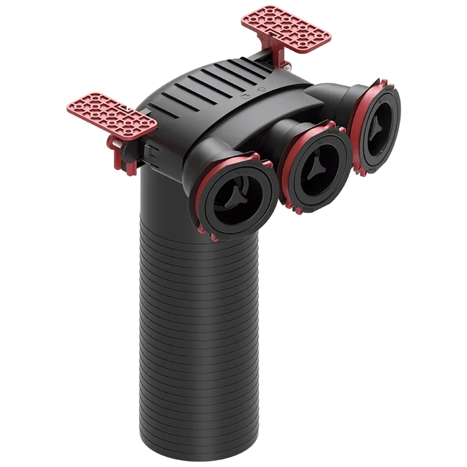Heatpex Anschlusstück für Tellerventile Kürzbar 125mm Polypropylen 3x75 mm Kanäle ATC1