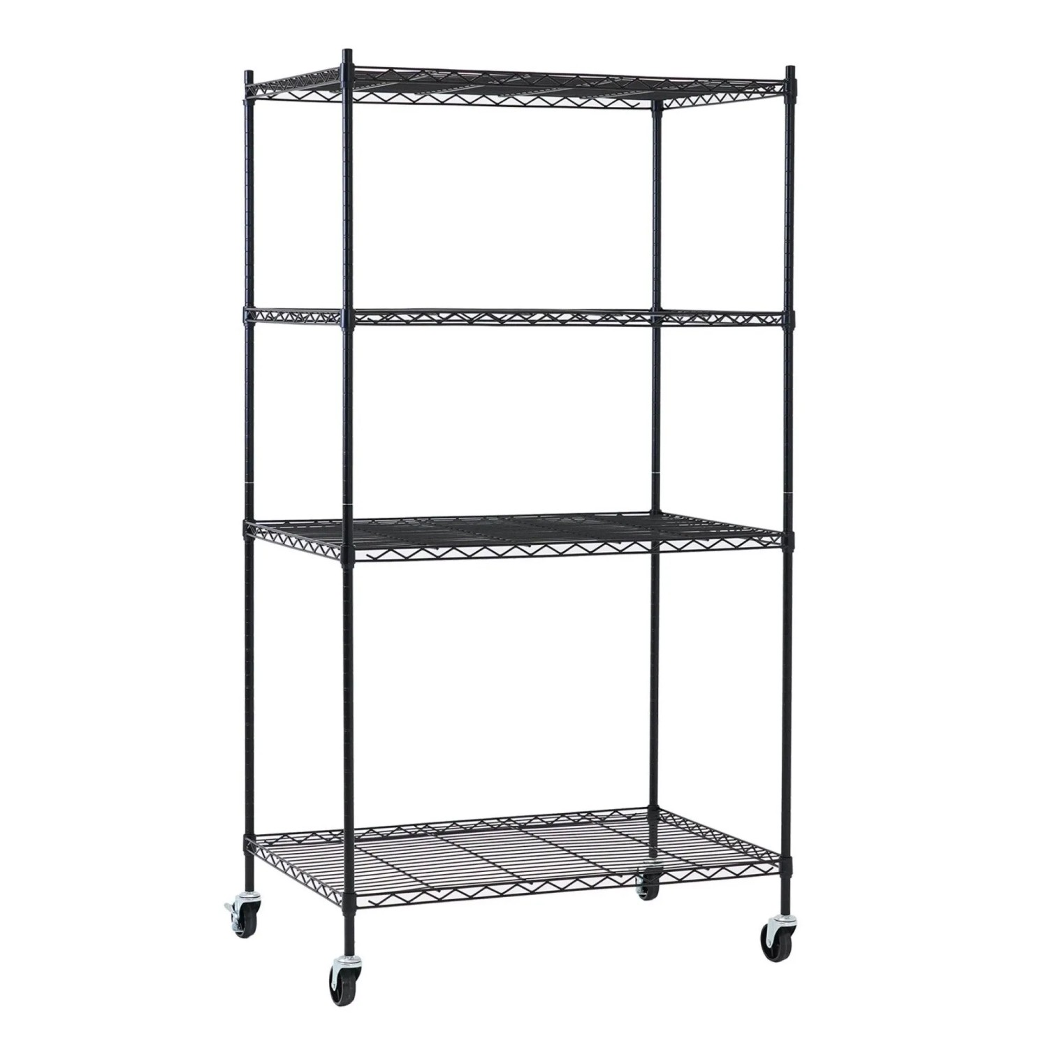 PROREGAL Gitterregal HADES Mit Rollen & 4 Gitterböden Metall 160x90x60cm Fachlast 75kg Metallregal Schwarz Schmal Küchenregal Aufbewahrungsregal
