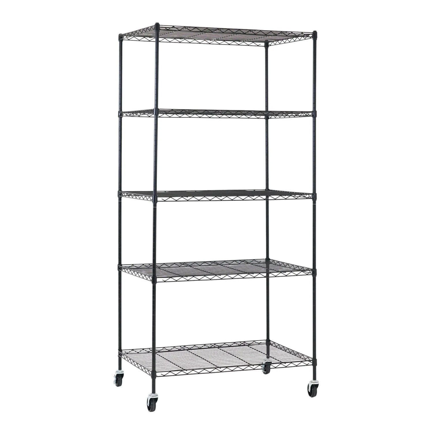 PROREGAL Gitterregal HADES Mit Rollen & 5 Gitterböden Metall 180x90x60cm Fachlast 75kg Metallregal Schwarz Schmal Küchenregal Aufbewahrungsregal