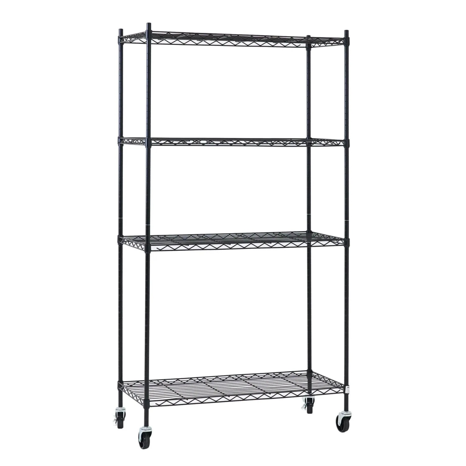 PROREGAL Gitterregal HADES Mit Rollen & 4 Gitterböden Metall 160x90x40cm Fachlast 75kg Metallregal Schwarz Küchenregal Aufbewahrungsregal