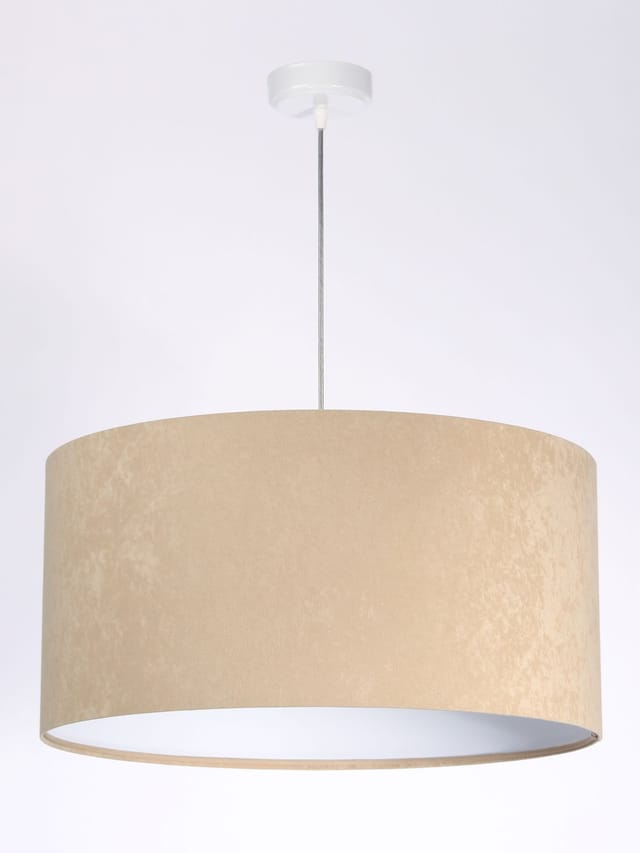Licht-erlebnisse - Pendelleuchte E27 ø 50 cm Creme Weiß Stoff Retro Hängeleuchte Esszimmer