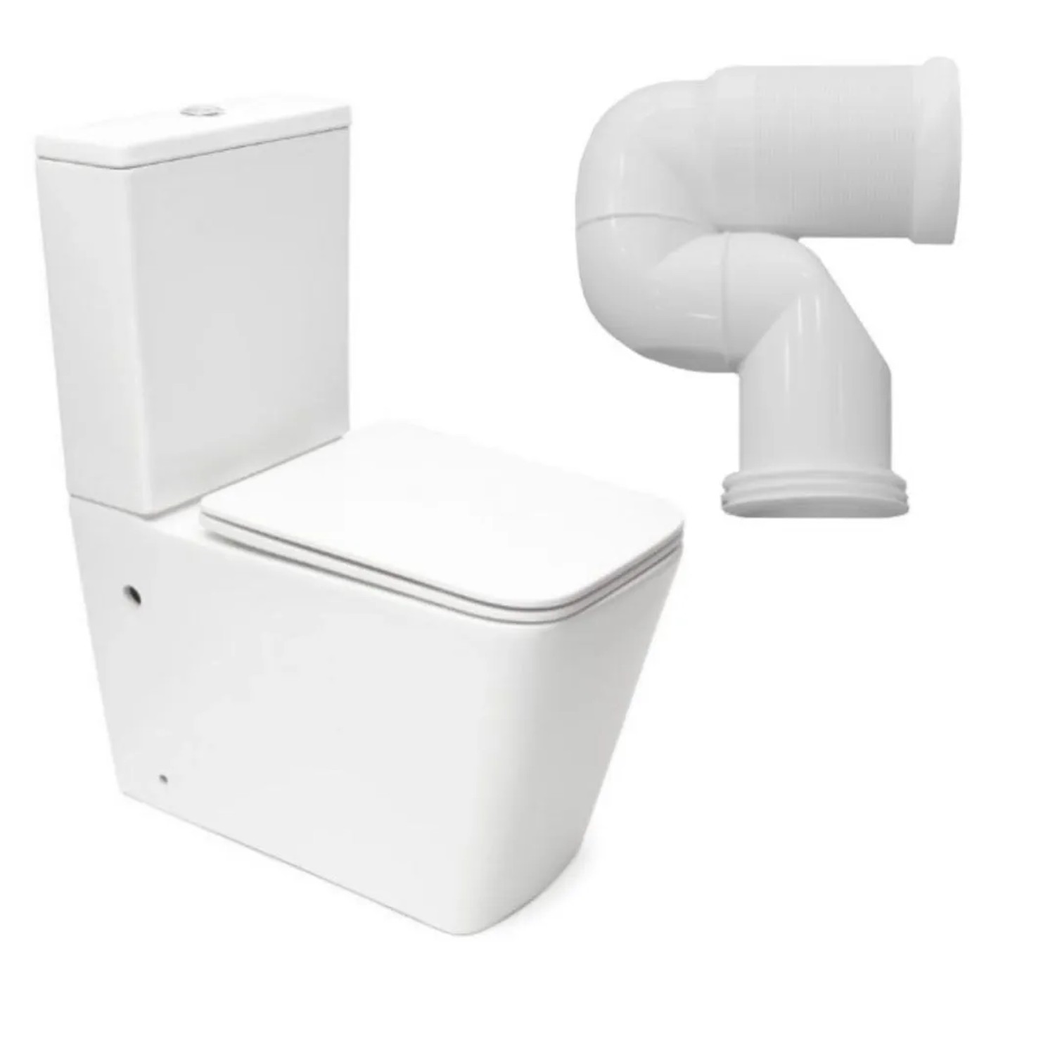 Swiss Aqua Technologies Stand-Kombi-WC-Set Abgang Senkrecht Spülrandlos Wasseranschluss von Unten WC-Sitz mit SoftClose Weiß