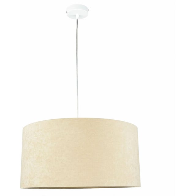 Licht-erlebnisse - Hängelampe E27 ø 50 cm Creme Gold Stoff Retro Hängeleuchte Esszimmer Esstisch