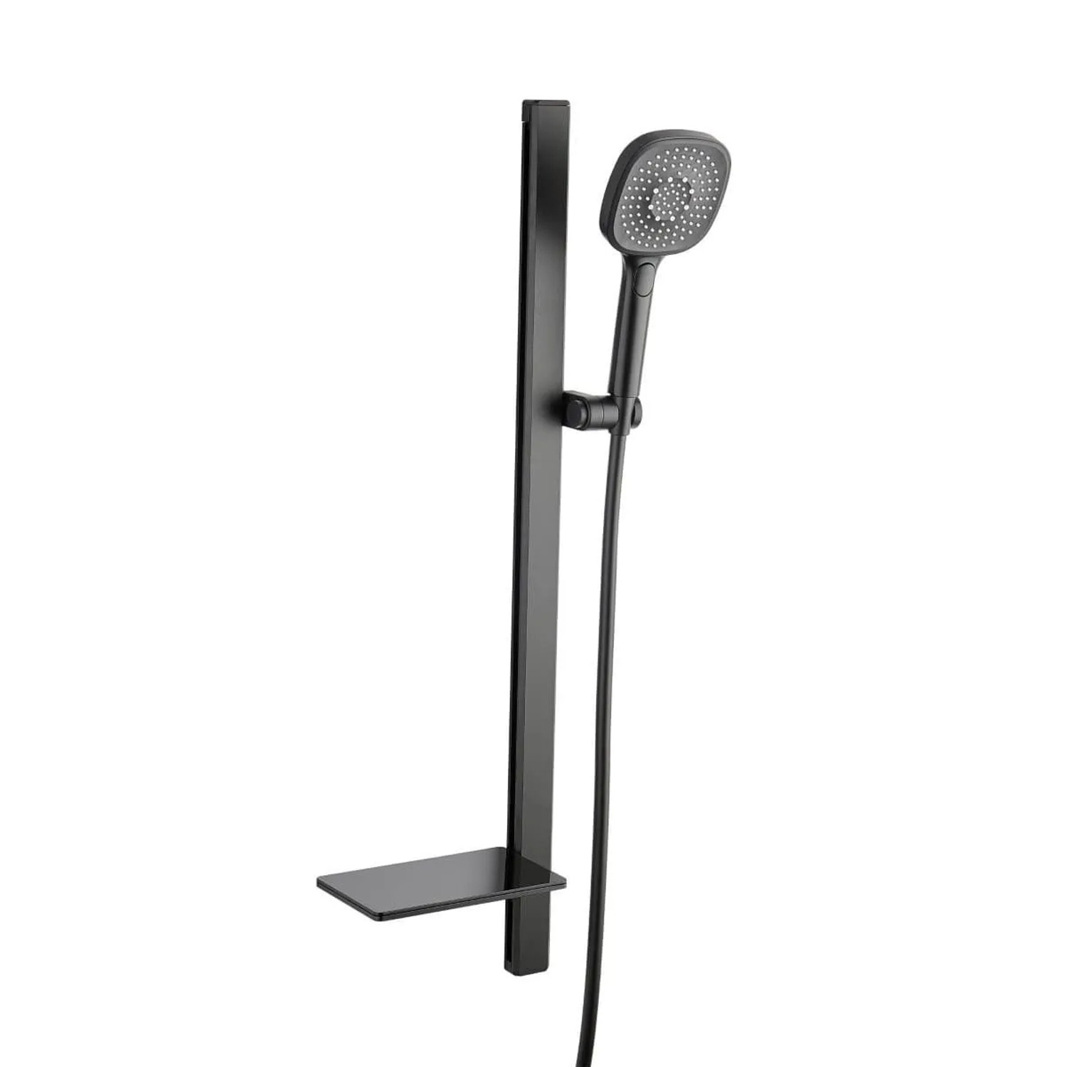 Swiss Aqua Technologies Duschset Duschstange mit Handbrause und Praktischer Ablage Schwarzmatt