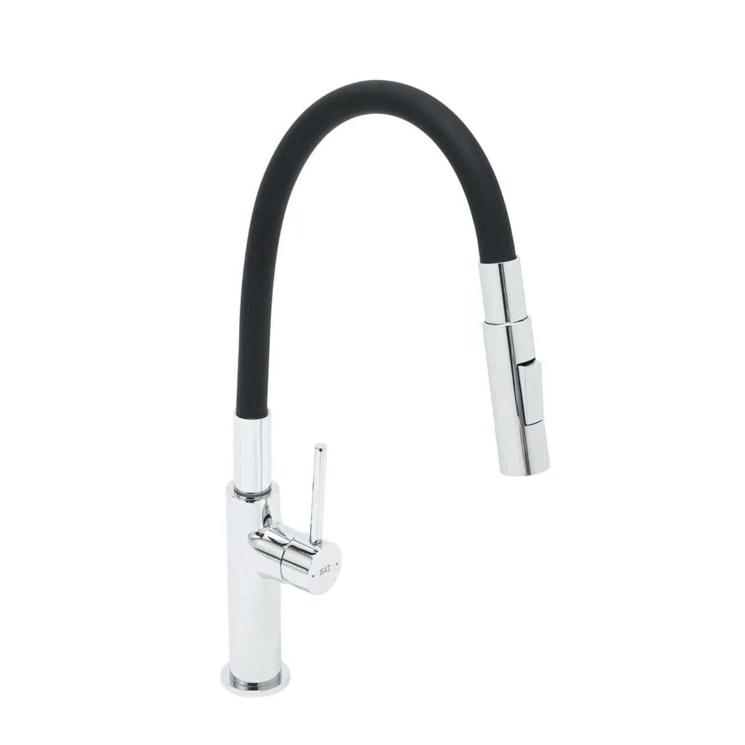 Swiss Aqua Technologies Küchenarmatur Flexible Waschtischarmatur mit Hohem Auslauf und Umschalter Schwarzmatt und Chrom