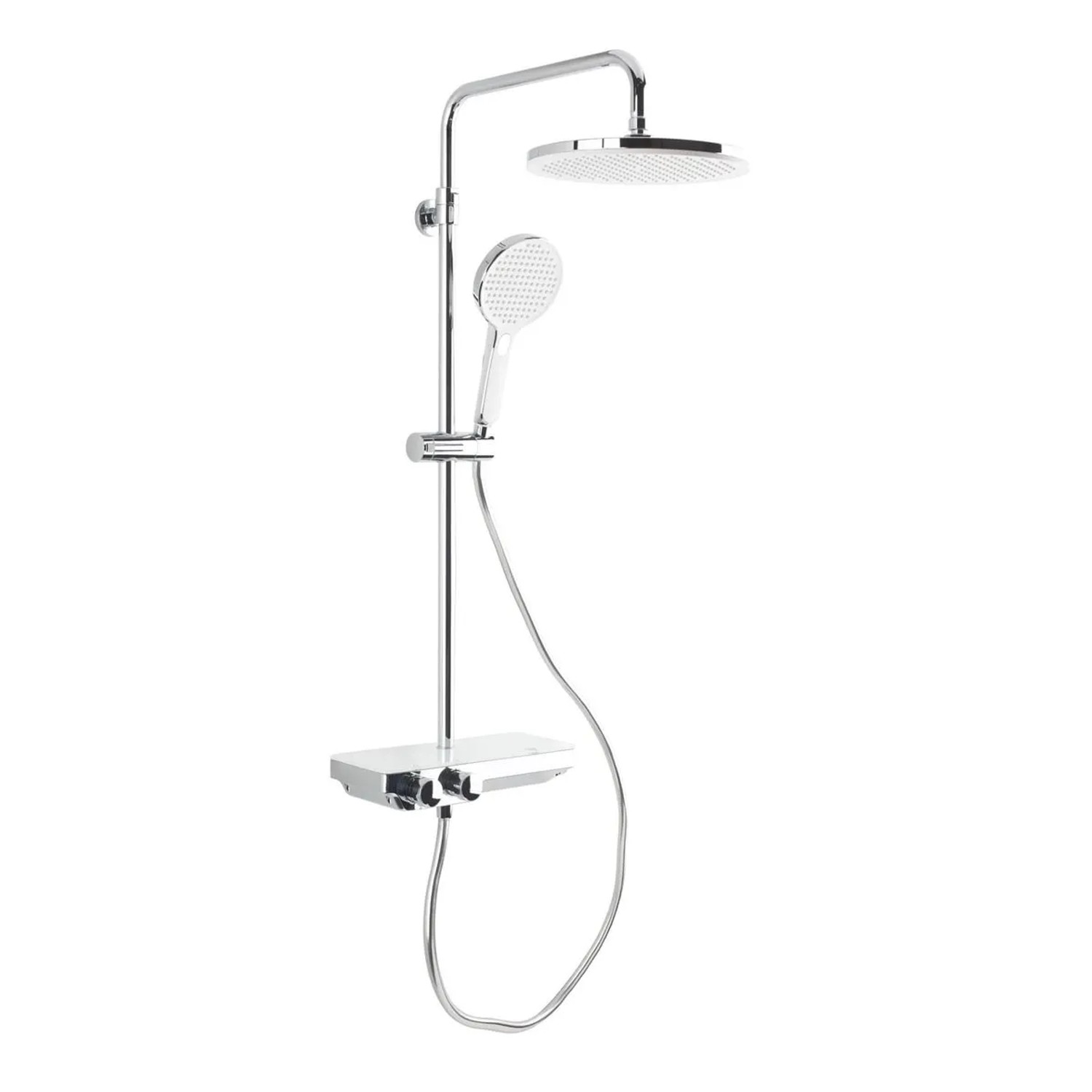 Swiss Aqua Technologies Duschsystem mit Thermostat Regendusche Rain Kopfbrause 25,4CM Weiß Chrom