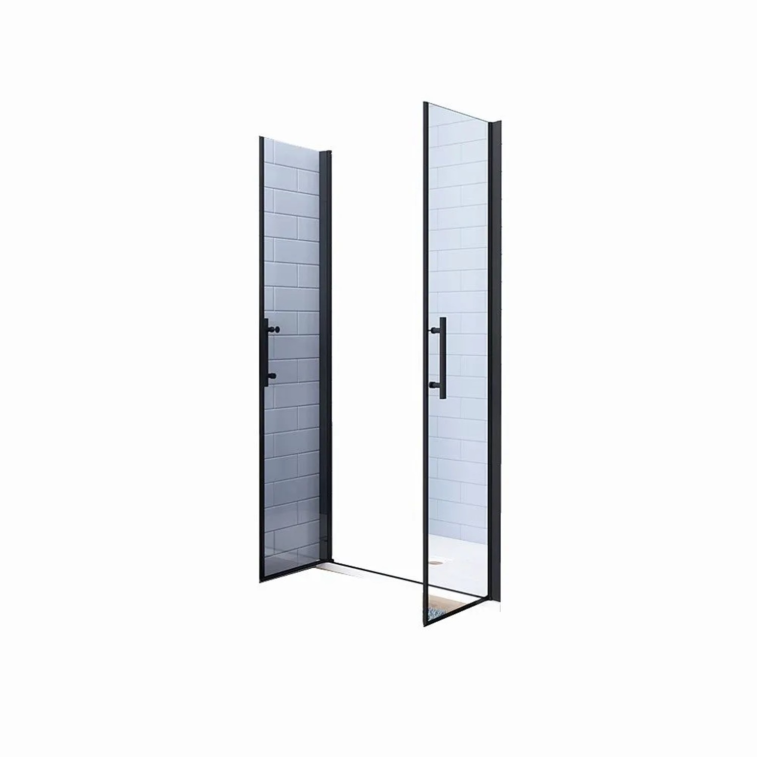 Duschparadies Duschtür 120 x 180cm Pendeltür Nischentür Schwingtür Doppeltür 6mm Nano Glas Schwarzrahmen