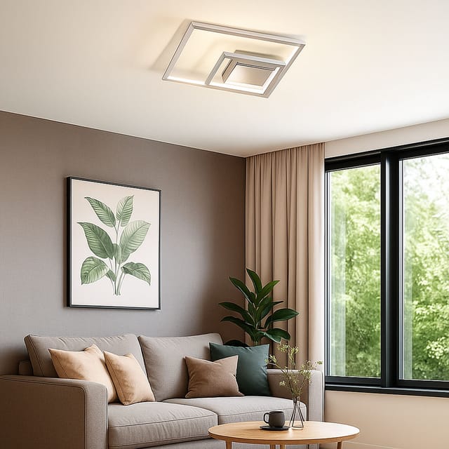 Led Deckenleuchte Deckenlampe 3 flammig Wohnzimmerleuchte modern, Modern silber, 1x led 12W 1100Lm 3000K, LxBxH 30x30x5,5 cm Wofi 9487.02.63.9300