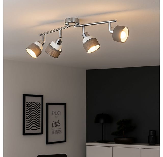 Wofi - Deckenlampe Deckenstrahler Schlafzimmerleuchte Spotleiste 4-flammig, verstellbar, Stahl, chromfarben grau, 4x E14 Fassungen, LxBxH 85x20,2x9 cm