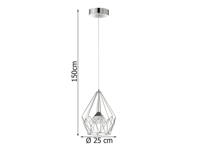 Wofi - led Pendelleuchte amy mit Gitter Lampenschirm 1-flammig Silber, ø 25cm