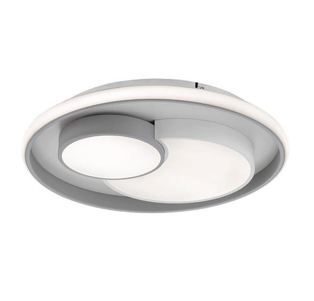 Deckenleuchte dimmbar über Schalter Wohnzimmer led weiß grau Deckenlampe, Metall Kunststoff, 1x led 34W 2250lm, DxH 50x8,5 cm Wofi 11609