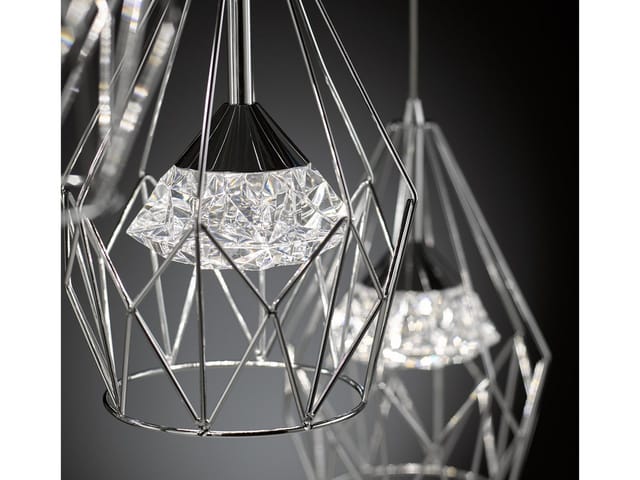 Wofi - led Pendelleuchte amy 3-flammig mit Gitter Lampenschirmen Silber, Breite 76cm