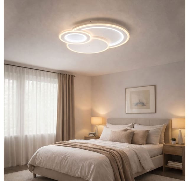 Led Deckenleuchte mola Weiß Fernbedienung dimmbar, Breite 49cm