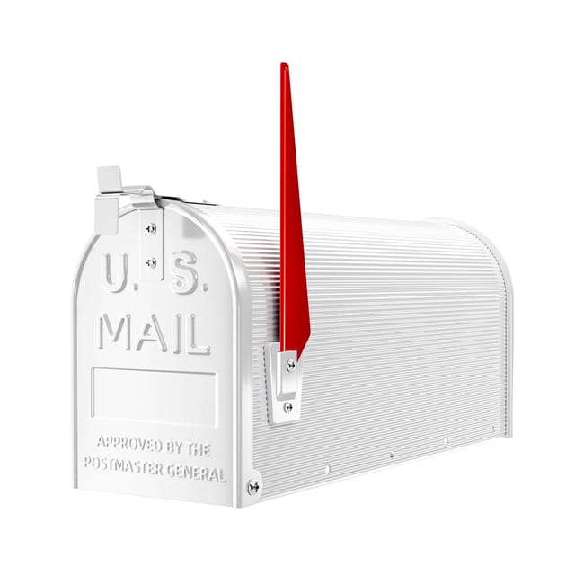Us Mailbox weiß 180 x 220 x 480 mm, amerikanischer Briefkasten mit Fahne, Wandbriefkasten oder Standbriefkasten Stahl amerikanisches Design - Wiltec