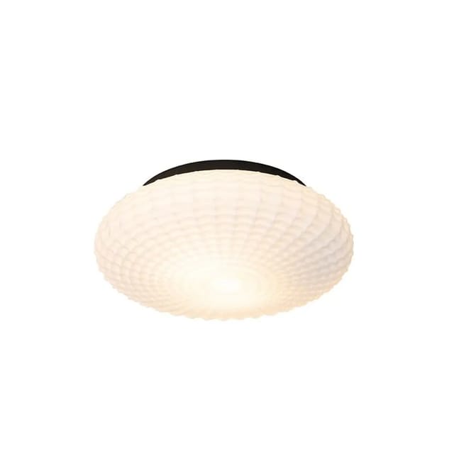 Qazqa - Klassische Deckenleuchte schwarz mit Opalglas 35 cm IP44 - Nohmi