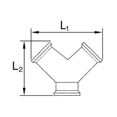 Verteiler, 2fach, r 1/4 ag, Abgänge 2 x g 1/4 ig, Messing vern. - Riegler