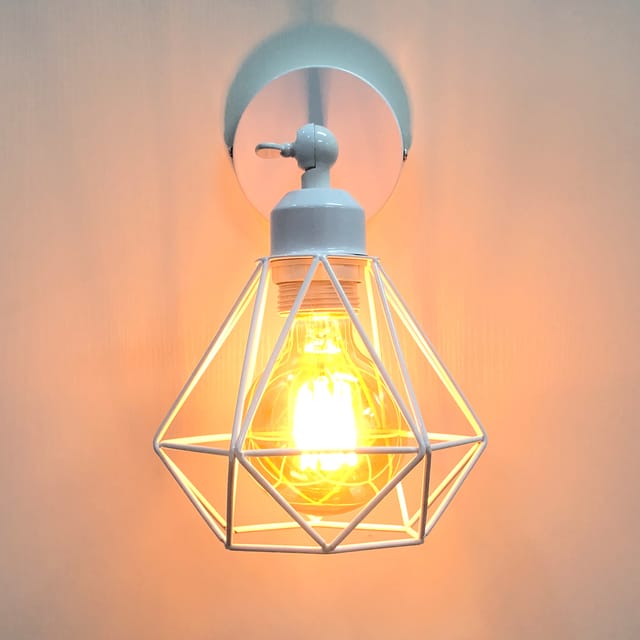 Wandleuchte Industrielle Metall E27, Weiß Wandlampe Verstellbare für Schlafzimmer Küche Wohnzimmer Flur - Ohne Leuchtmittel