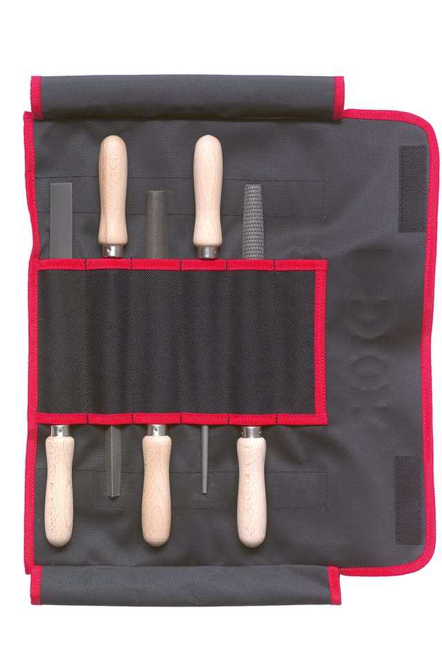 Dick - f. Feilen- Raspelsatz 5-teilig inkl. Rolltasche, Feilen Raspel mit Holzgiff
