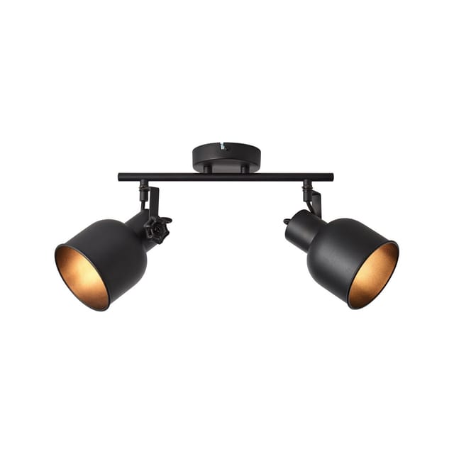 BRILLIANT Lampe, Rolet Spotrohr 2flg sand schwarz, Metall, 2x D45, E14, 18W,Tropfenlampen (nicht enthalten)
