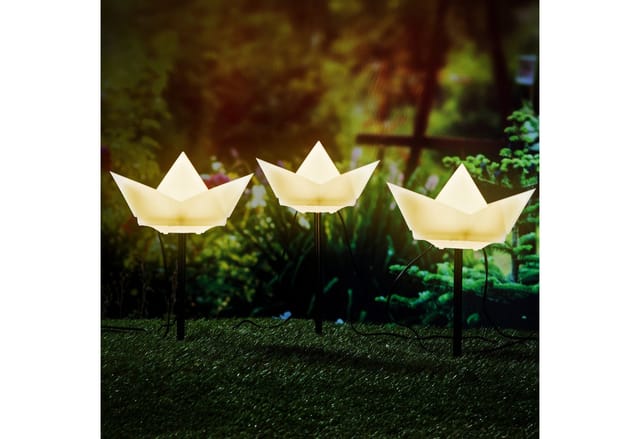 Solar Gartenstecker "Papierboot" - 3er Set - Deko Garten Beleuchtung mit LED in warm weiß