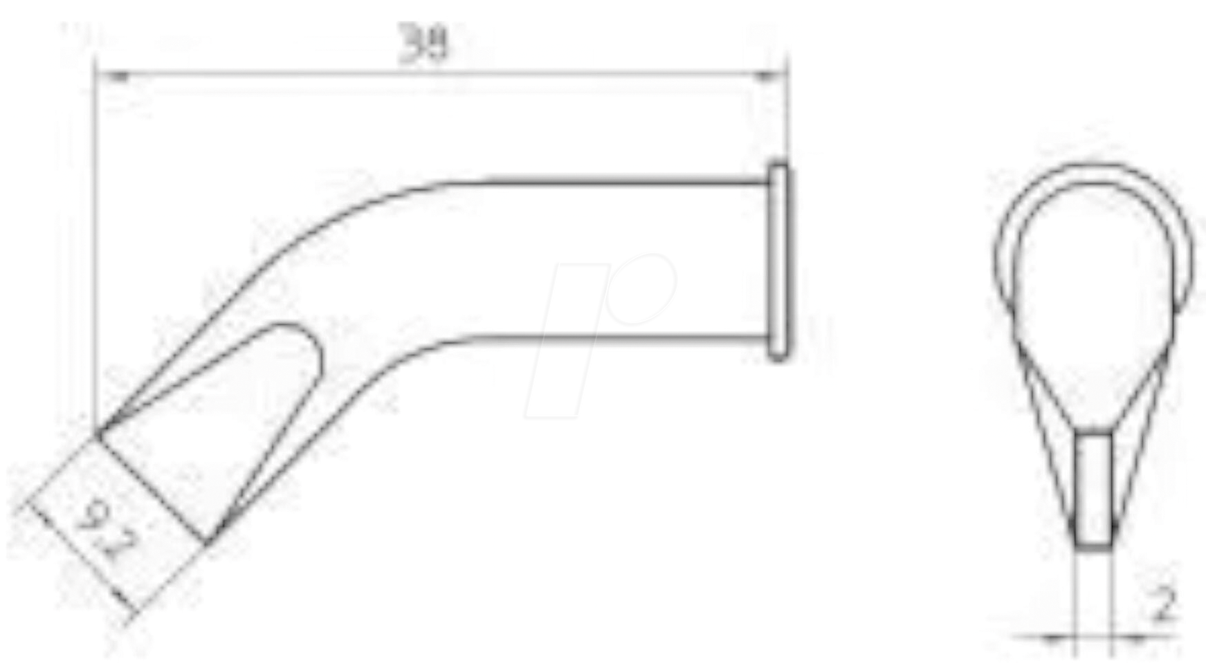 WE T0054446099 - Lötspitze LHT FX, 2,0 mm, meißelförmig, gebogen