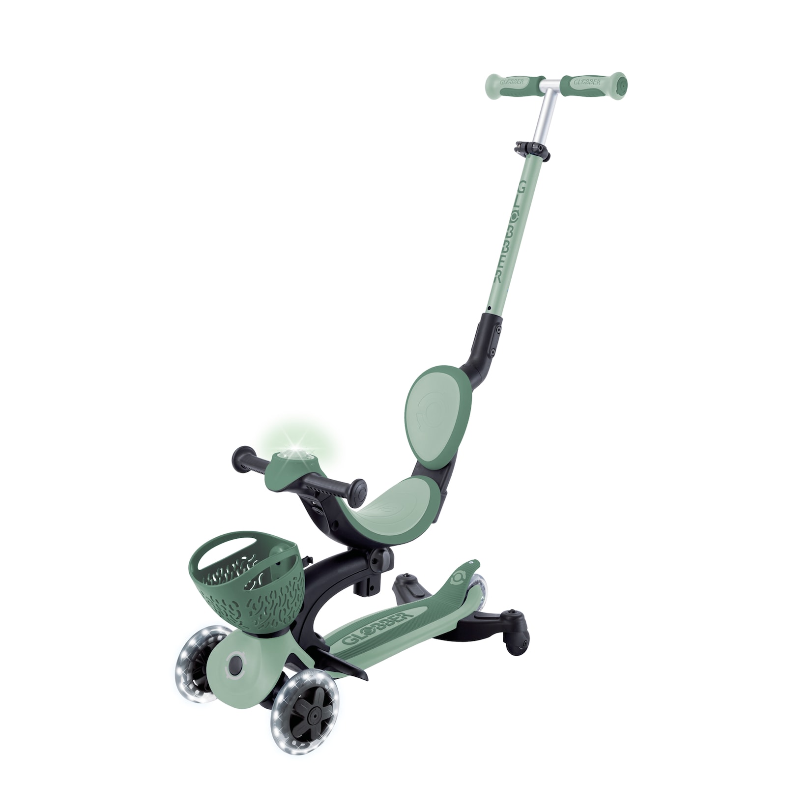 GLOBBER GO-UP BABY 360 LIGHTS salbei grün, mit Leuchtrollen und Leuchtmodul