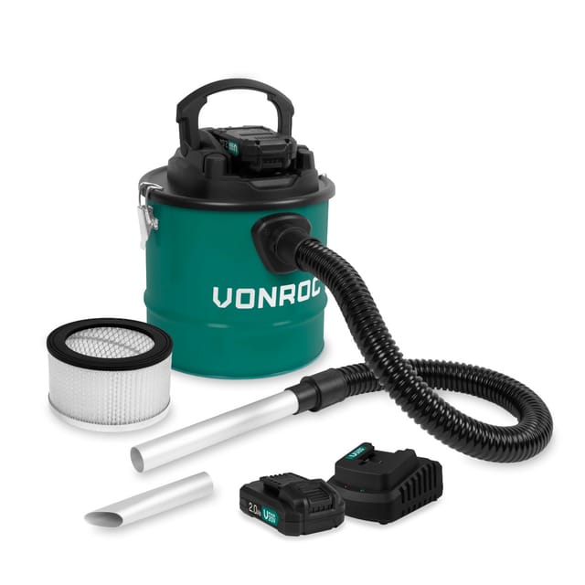 Aschesauger 20V - 12L Tank - hepa Filter - Inkl. 2x 2.0Ah Akku und Schnellladegerät