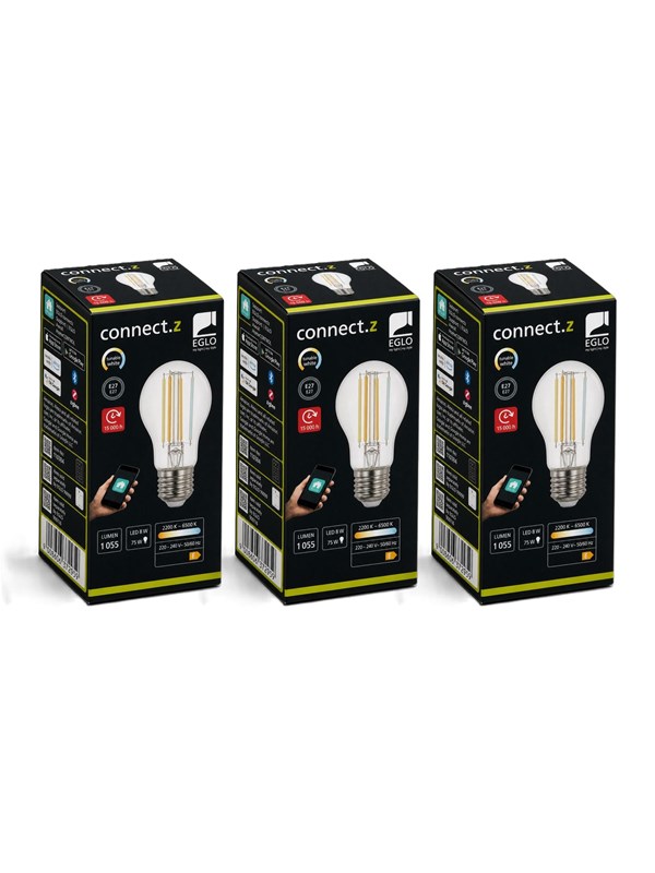EGLO E27 LED-Z MATTER A60 8W CCT 1055lm clear - 3 pack