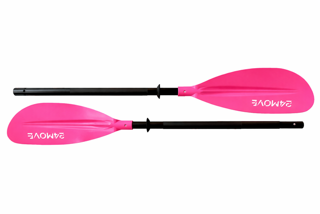 24MOVE® Paddel LAGO Doppelpaddel Stechpaddel für SUP Stand Up Board, Kajak, leicht aus Aluminium 220 cm, pink