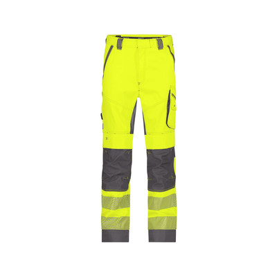 Odessa Sommer Warnschutzhose mit Kniepolstertaschen, neongelb/zementgrau, Schrittlänge Plus, Größe 54