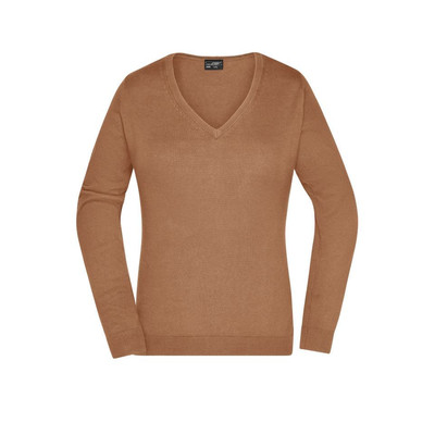 Damen V-Pullover JN658, camel-braun, Größe XS