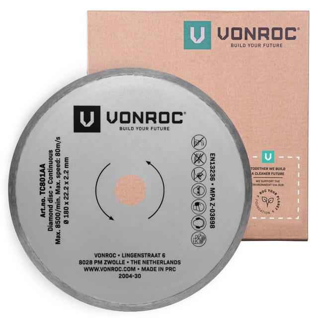 Vonroc - Diamanttrennscheibe - 180mm - Universal - Für TC501AC Fliesenschneider