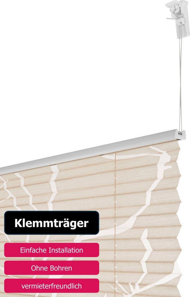 OTTO home Plissee Anna, Lichtschutz, ohne Bohren, verspannt, Klemmfix, transparentes Ästemotiv, Bestseller, Für Fenster & Tür, Sonnenschutz Bild 5