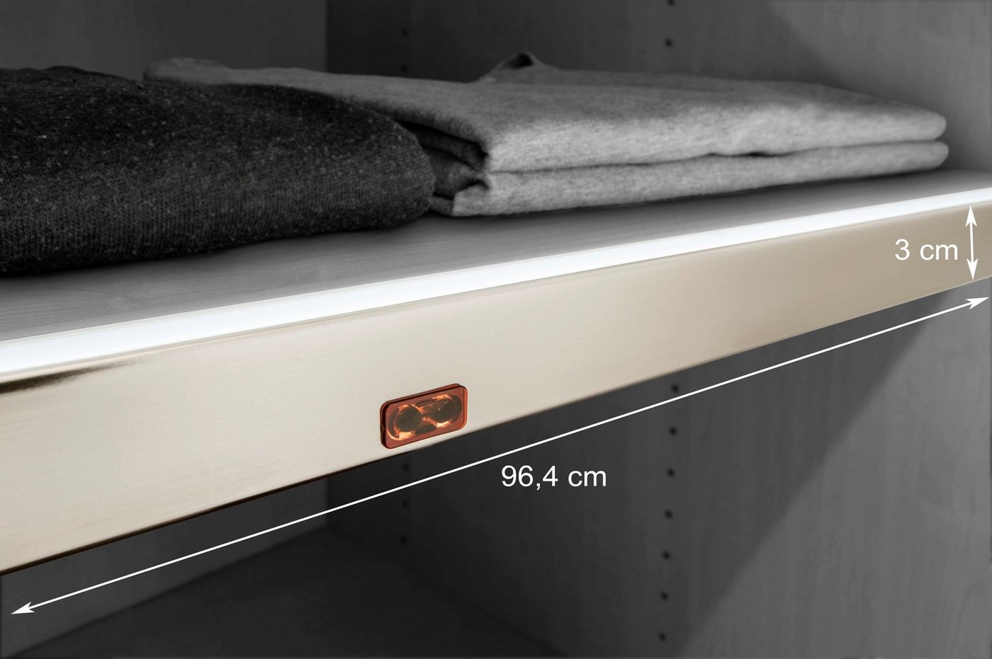 WIEMANN Schrankleuchte, Bewegungsmelder, LED fest integriert, Warmweiß, LED-Lichtblende für Einlegeböden