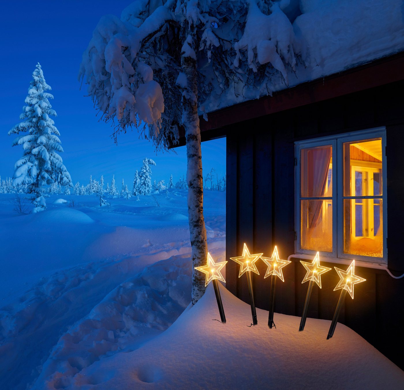 IC Winterworld LED Stern Weihnachtsstern, Weihnachtsdeko, Gartenstecker mit Timerfunktion, für den Innen- und Außenbereich Bild 2