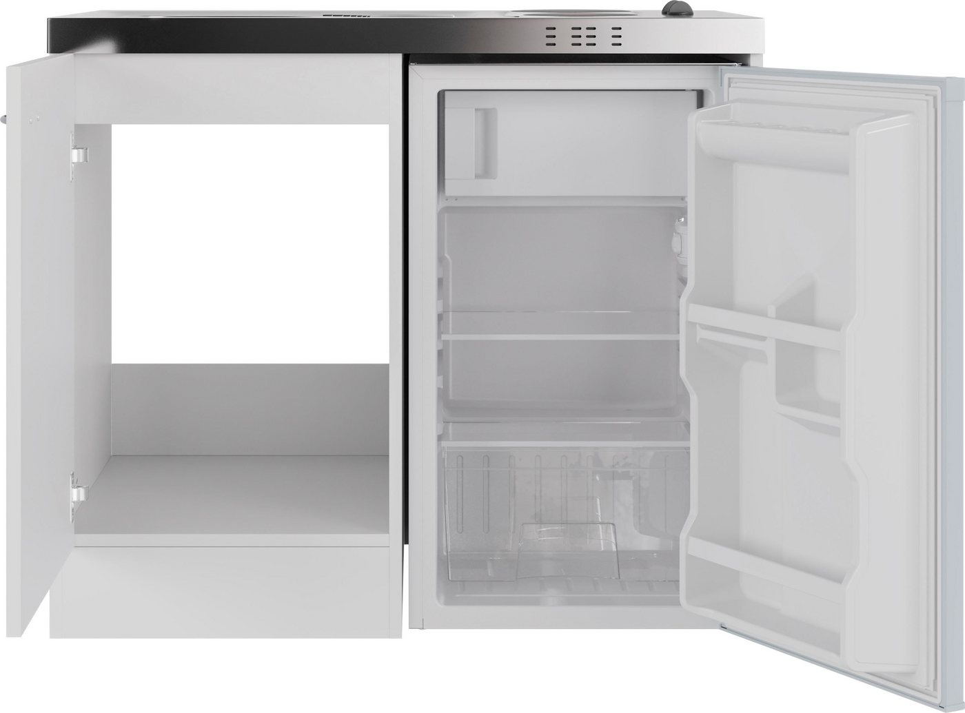 Flex-Well Pantryküche Pantry, Gesamtbreite 100 cm, mit DUO Kochfeld und Kühlschrank