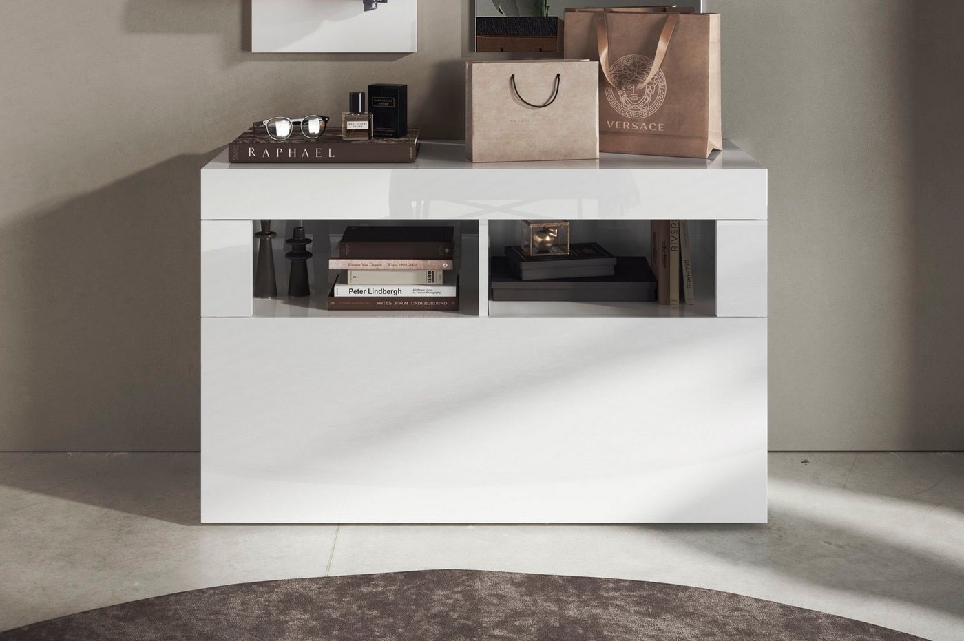 Home affaire Garderobenschrank Basic, Breite 91 cm, Höhe 59 cm, Schuhbank 1 Klappe Garderobenbank, moderne Rahmenoptik Bild 2