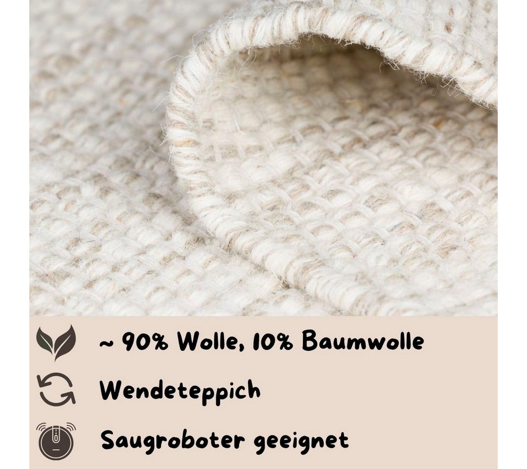 OTTO home Wollteppich Wolltraum Passion, Handwebteppich, rechteckig, Höhe: 10 mm, Wendeteppich, reine Wolle, meliert, handgewebt, auch als Läufer