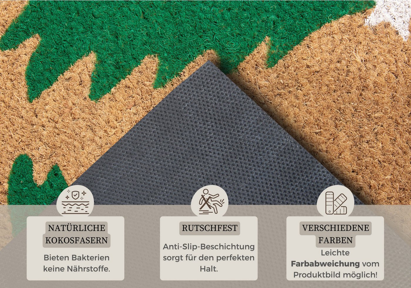 HANSE Home Fußmatte Mix Mats Kokos Decorated Pine Trees, Türmatte, rechteckig, Höhe: 15 mm, Weihnachten, Schmutzfangmatte, Outdoor, Rutschfest, Innen, Kokosmatte Bild 5