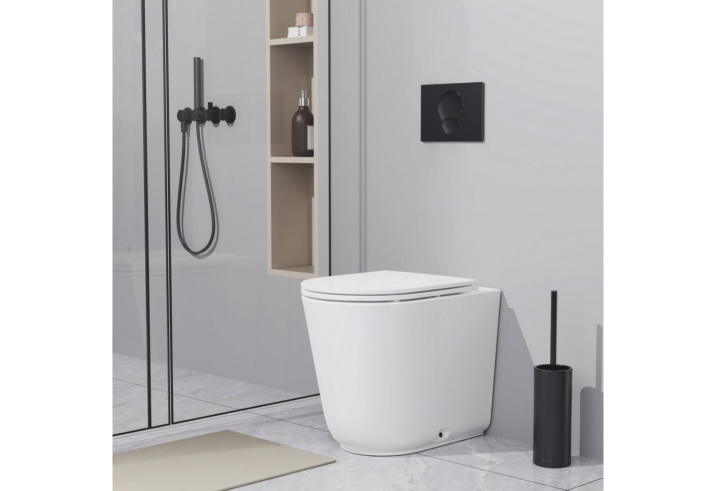 welltime Tiefspül-WC Cascata Design, bodenstehend, Abgang waagerecht, Vortex-Flush